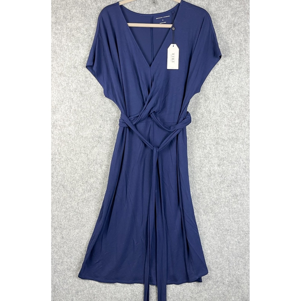 Universal Standard Liquid Jersey Dress Womens Medium 18/20 Blue Waist Tie NWT